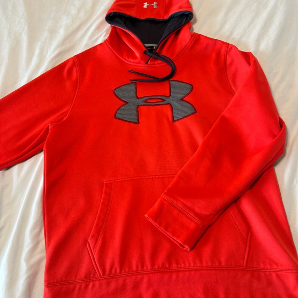Under Armor Hoodie Storm 1 Size L Orange Fleece Lined